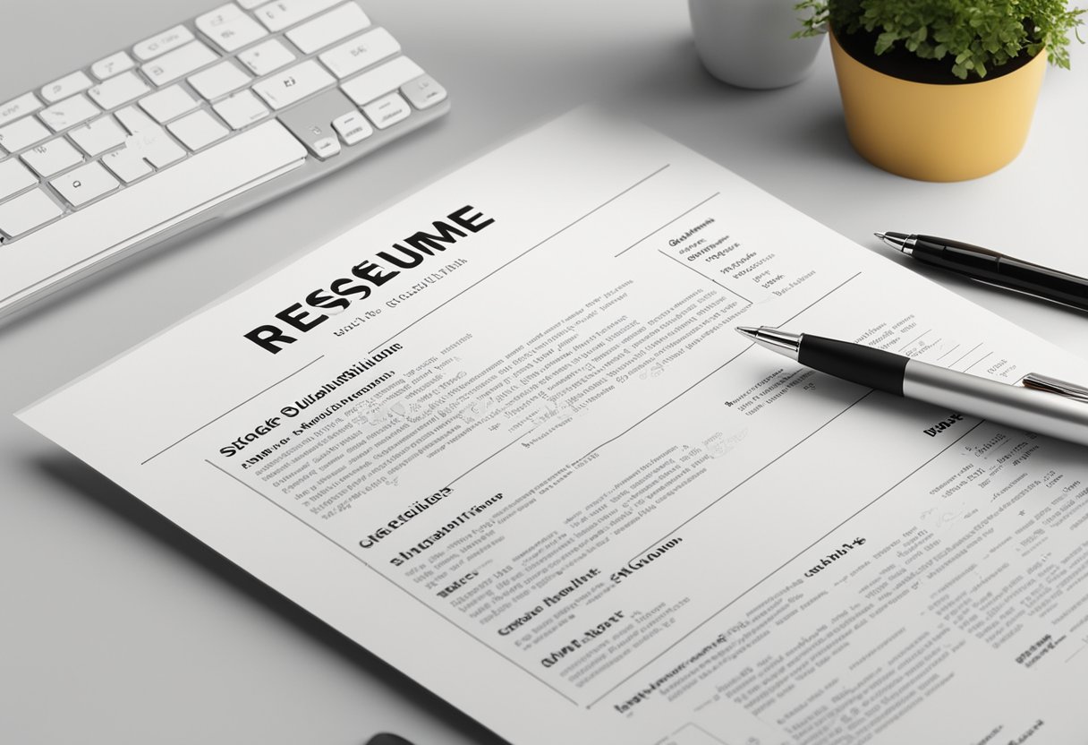 A resume with a skills section highlighted, with a clear and organized list of relevant abilities and qualifications